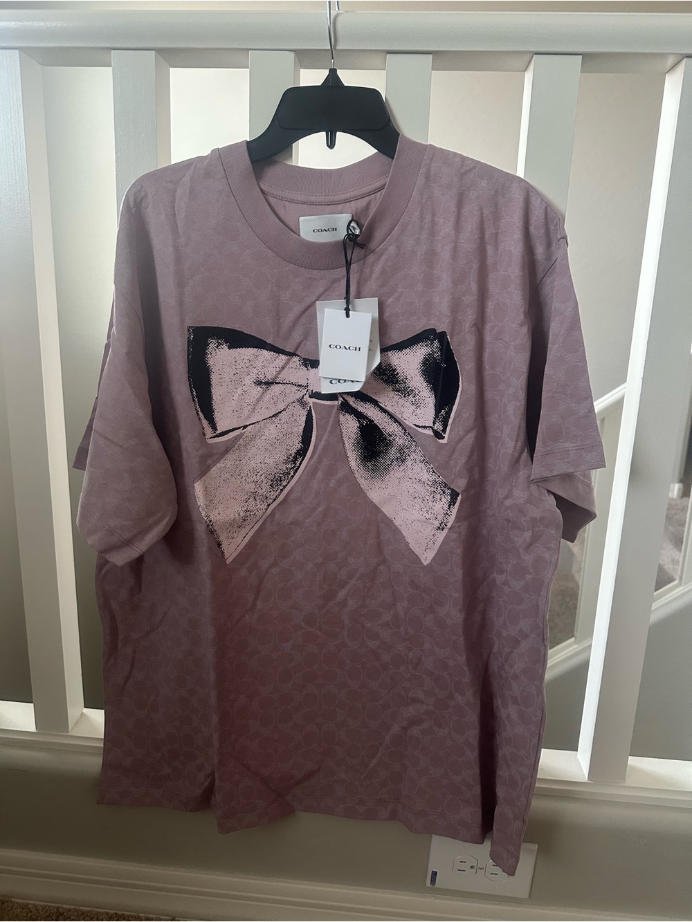 Coach Dusty Mauve Bow Graphic Short Sleeve Tee